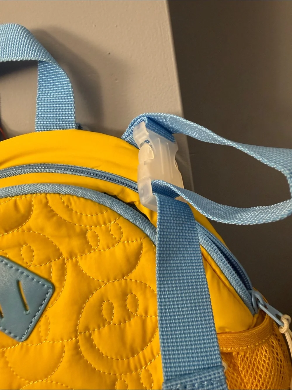 Kids Yellow and Light Blue Quilted Backpack